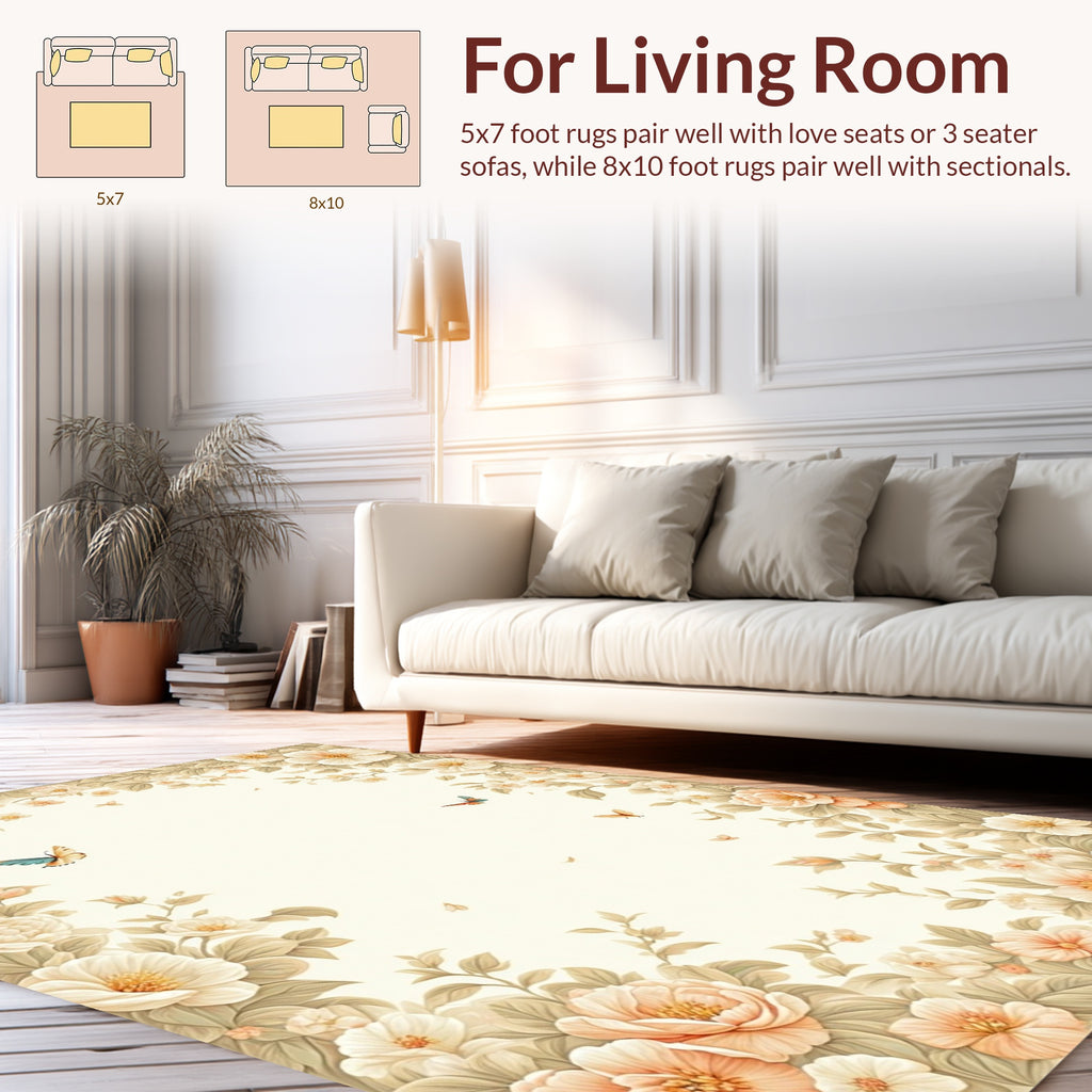Whimsical Floral Butterfly Garden Rug