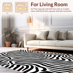 Bold Black White Zebra Stripe Design Rug