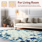 Elegant Blue Floral Pattern Rug