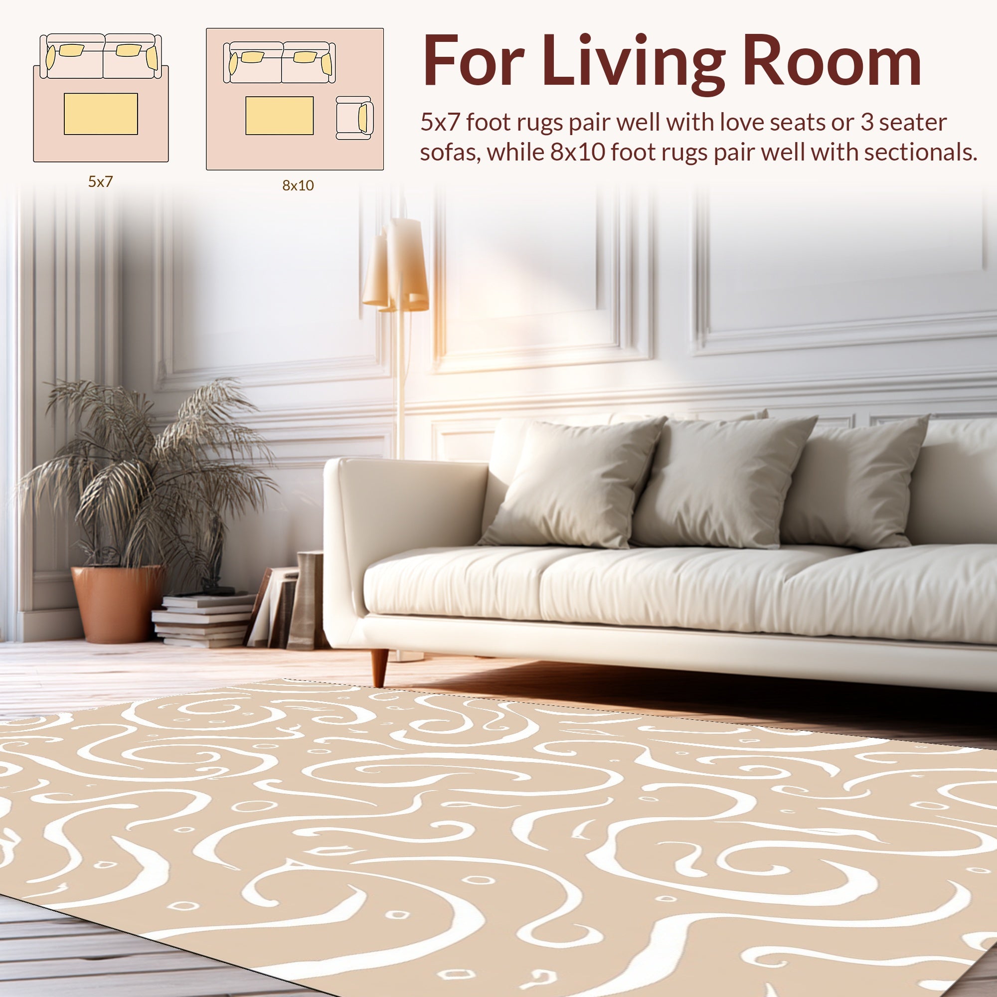 Abstract Swirls Whimsical Pattern Rug