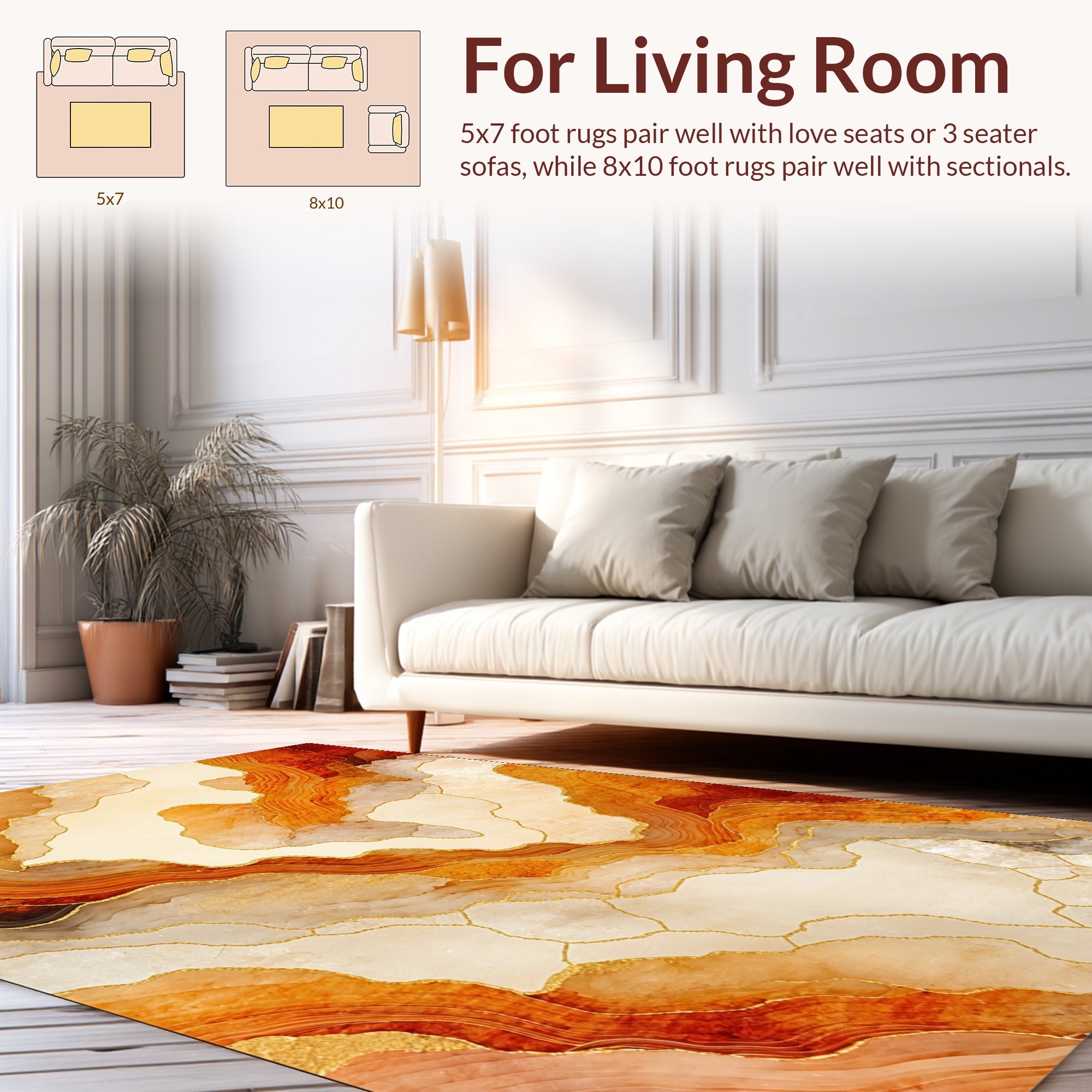 Golden Agate Swirl Pattern Design Rug