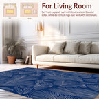 Outline Feather Pattern Navy Rug