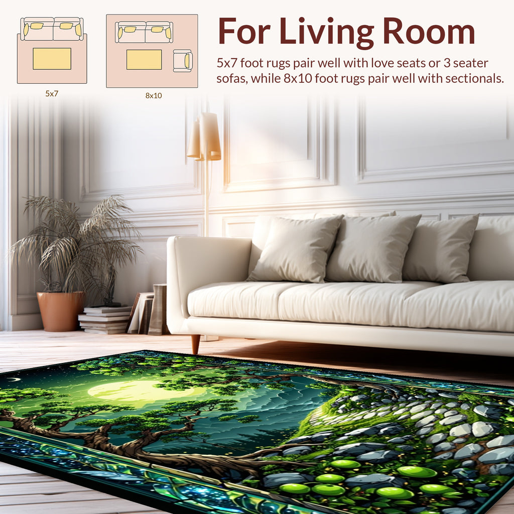 Enchanting Emerald Orchard Path Rug