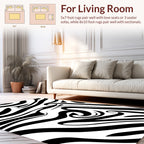 Abstract Black Swirl Stripes Rug