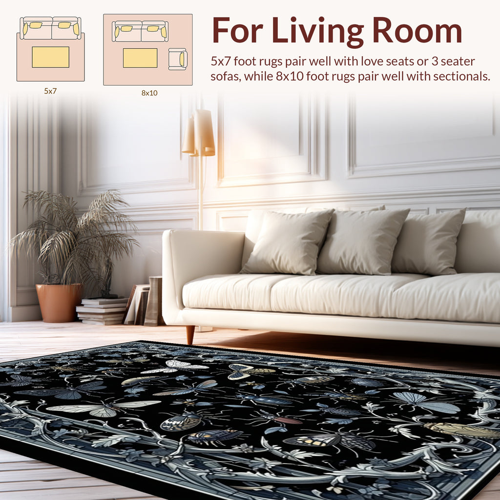 Art Nouveau Insect Floral Pattern Rug