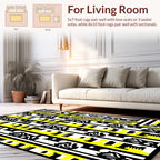 Abstract Black Yellow Stripe Design Rug