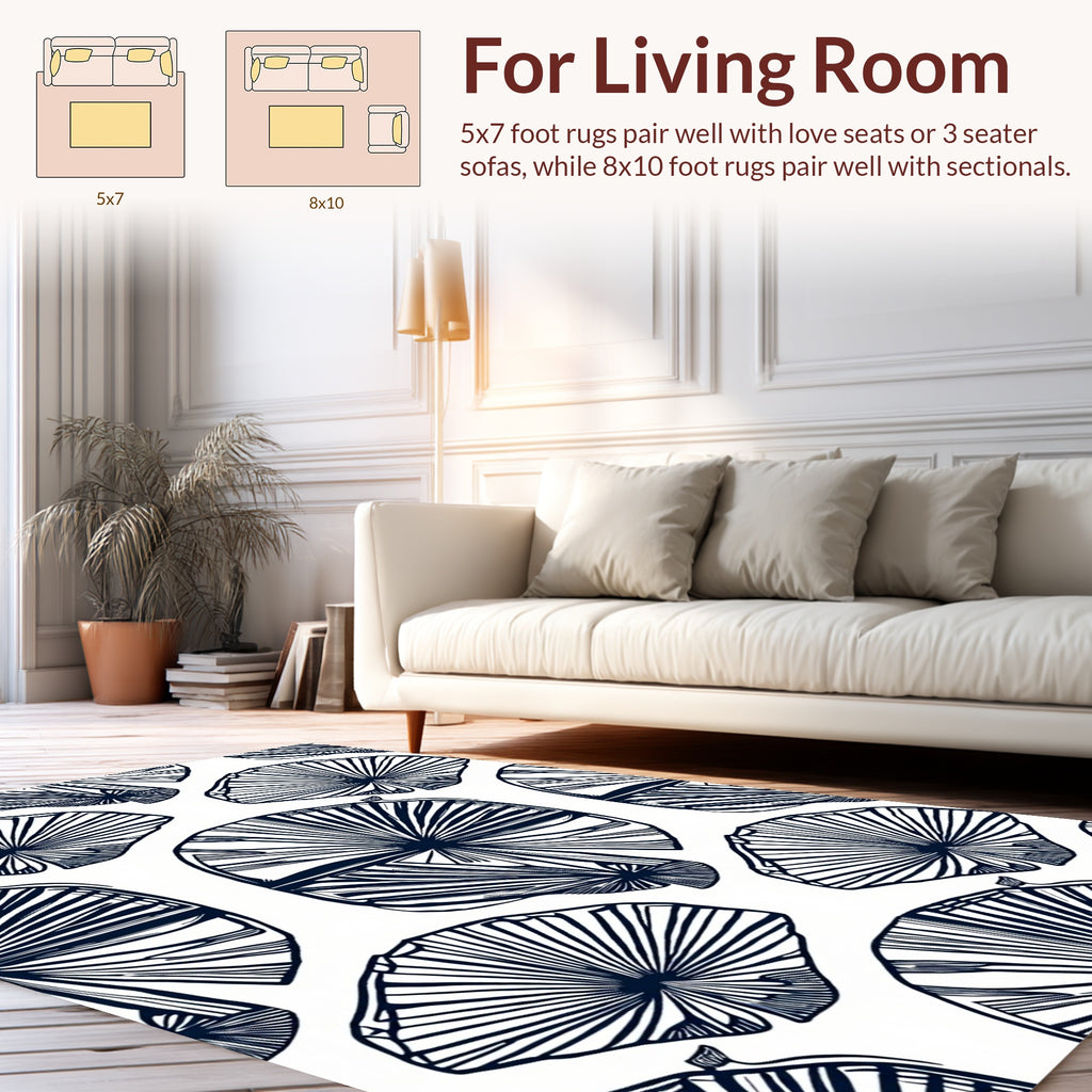 Fan Outline Botanical Pattern Rug