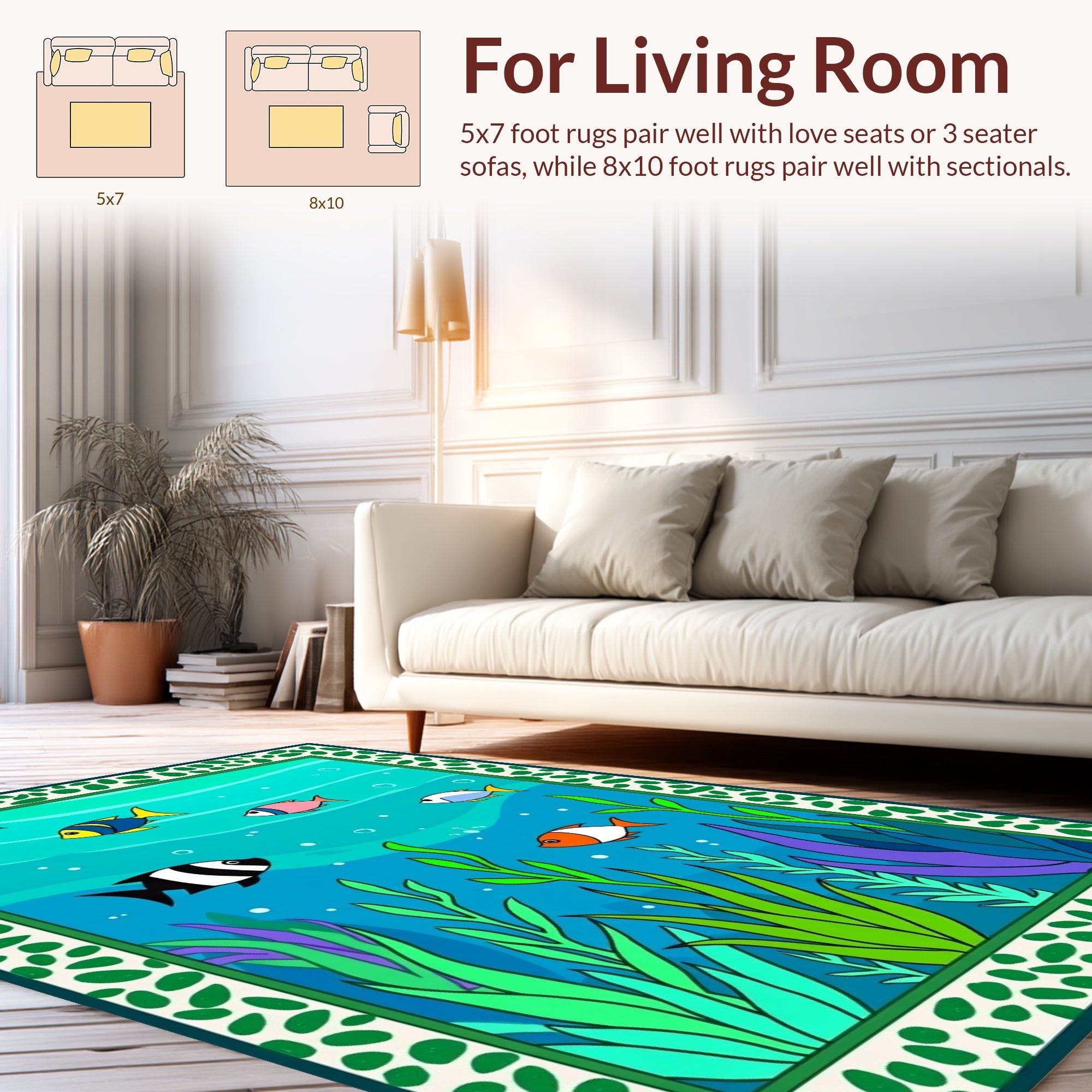 Colorful Fish in Underwater Garden Rug
