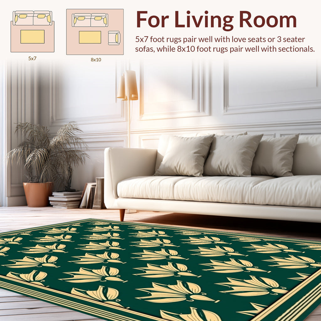 Art Deco Floral Pattern Rug