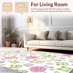 Whimsical Cat and Flower Pattern Rug