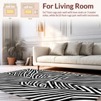 Bold Black White Wavy Stripes Rug