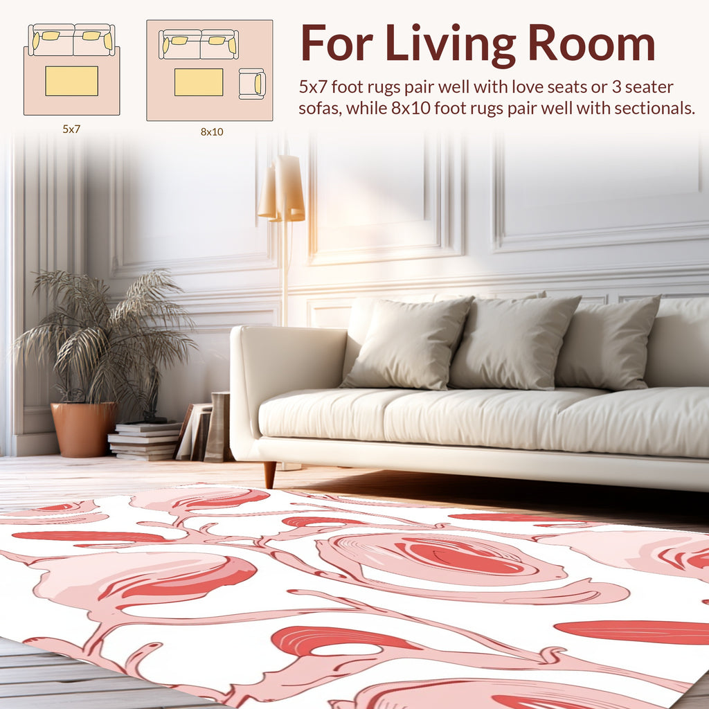 Organic Coral Swirl Abstract Pattern Rug