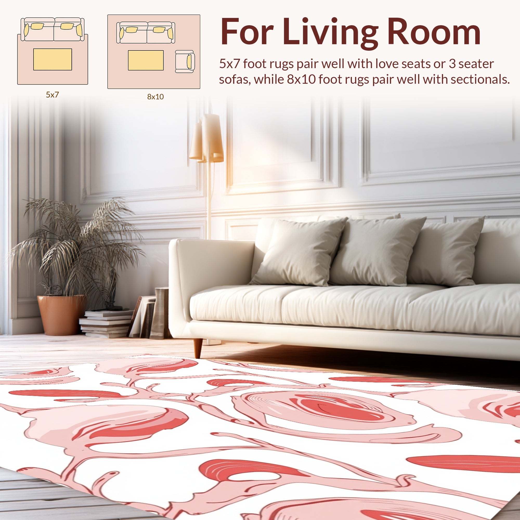 Organic Coral Swirl Abstract Pattern Rug