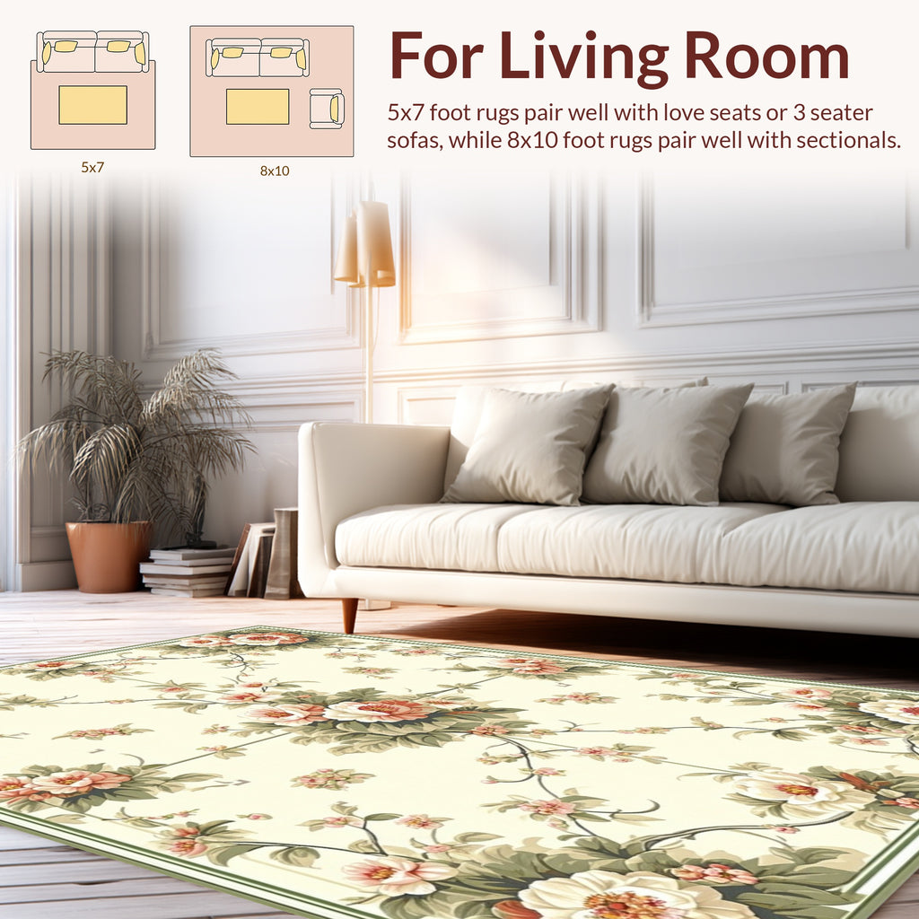 Romantic Floral Vines Pattern Rug