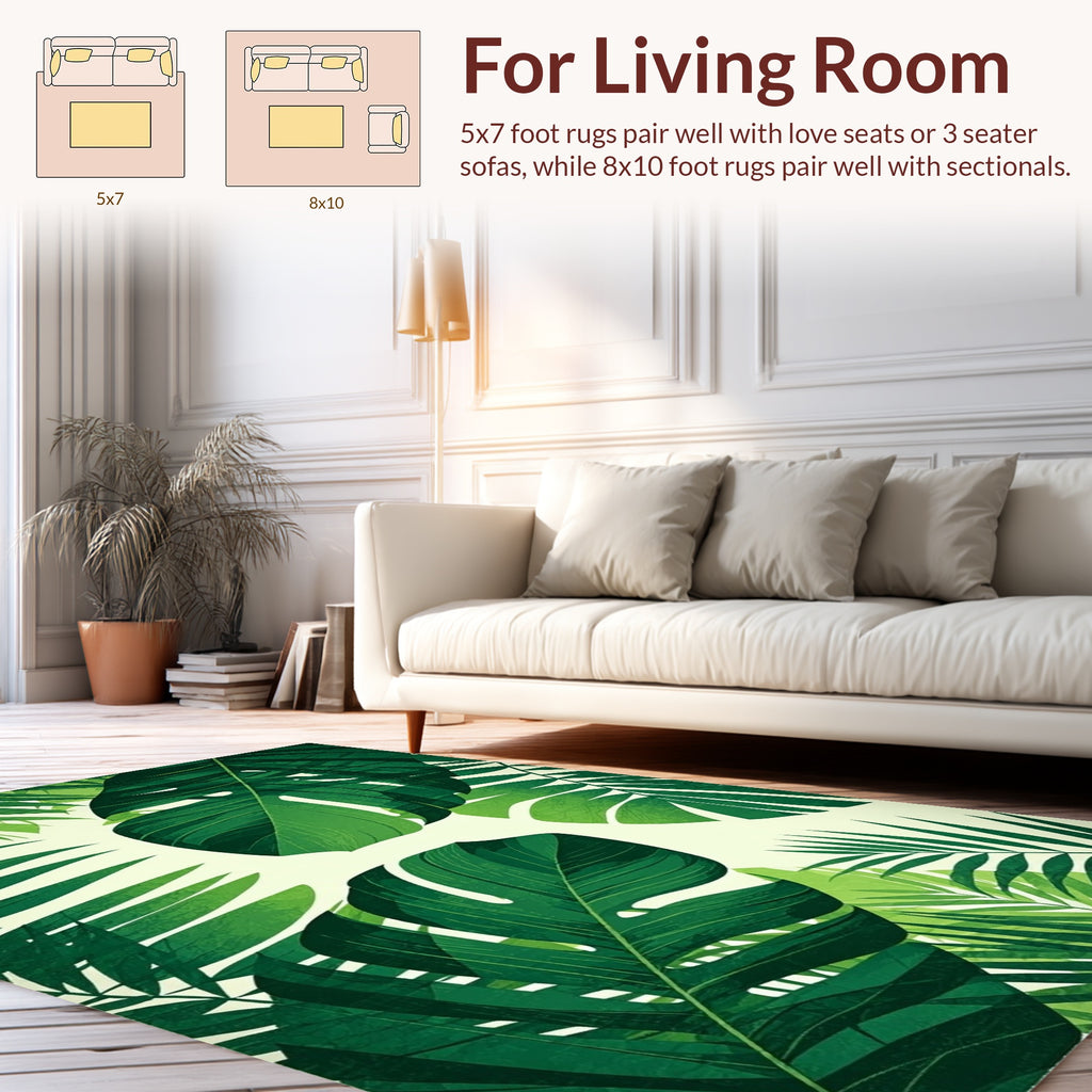 Tropical Jungle Leaves Pattern Rug