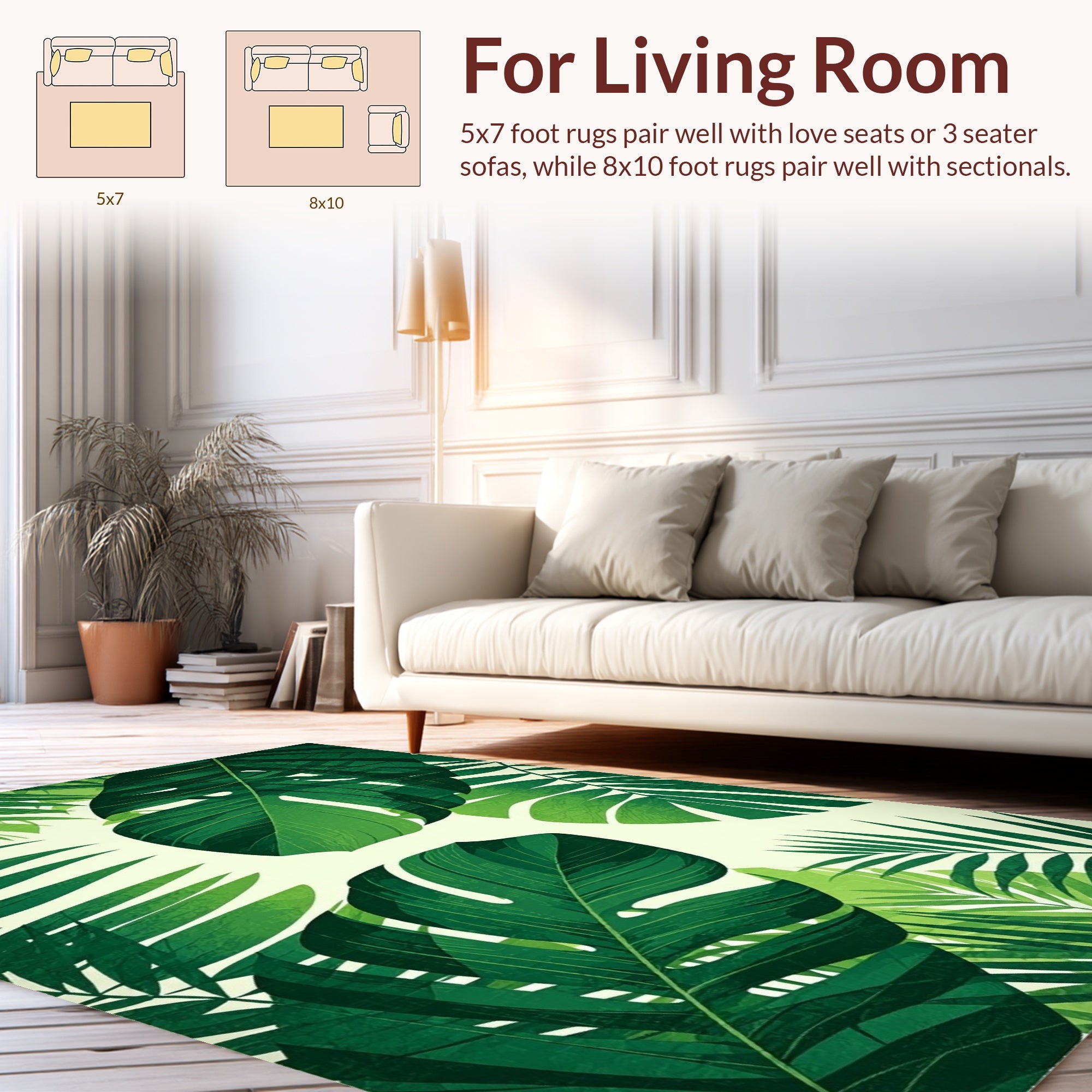 Tropical Jungle Leaves Pattern Rug