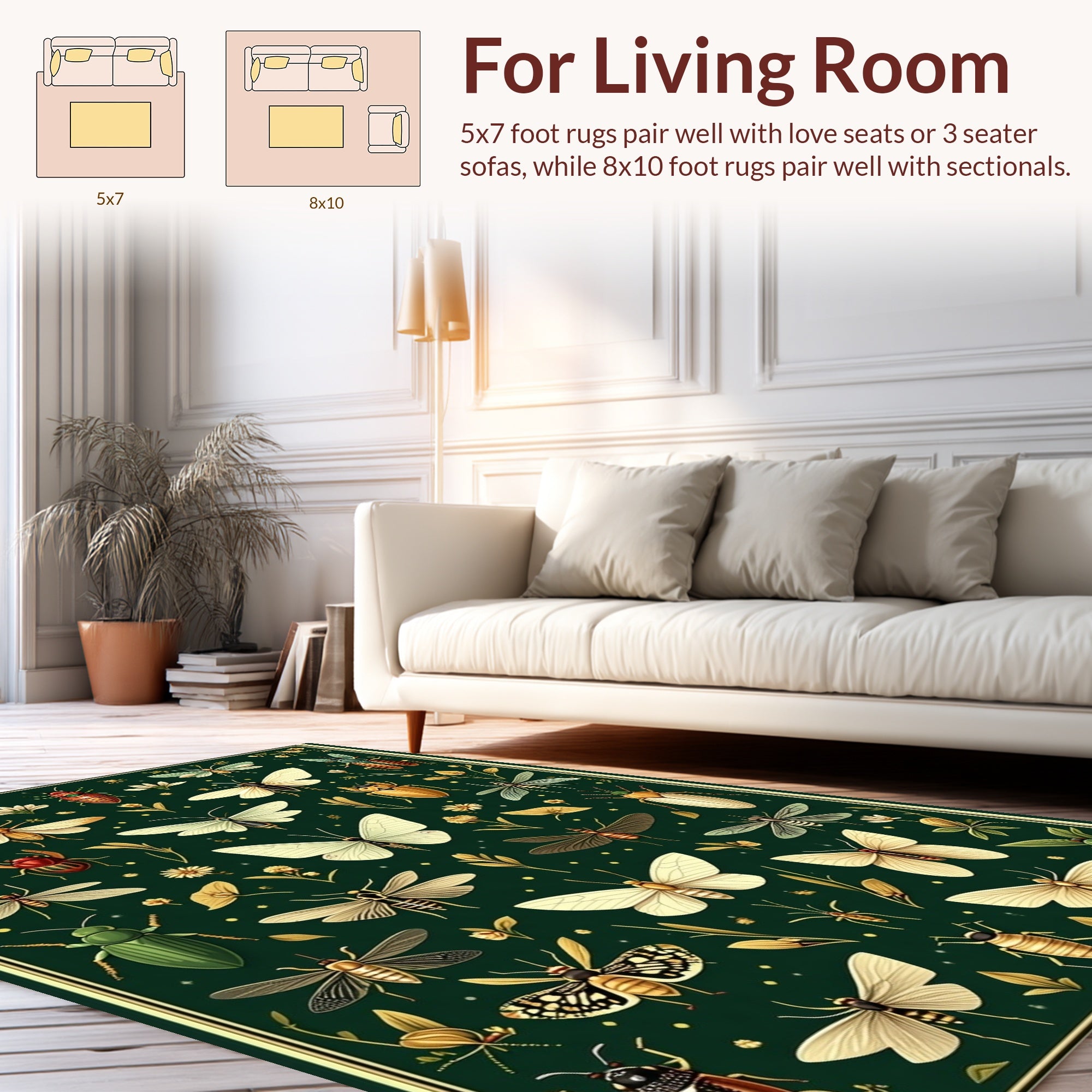 Enchanting Insect Floral Pattern Rug