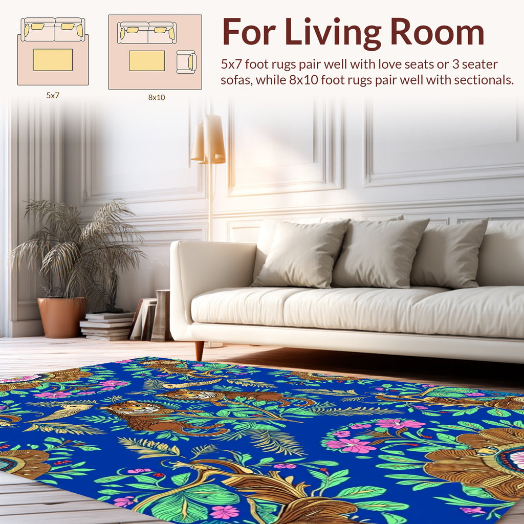Majestic Floral Lion Pattern Rug