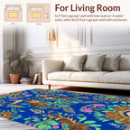 Majestic Floral Lion Pattern Rug