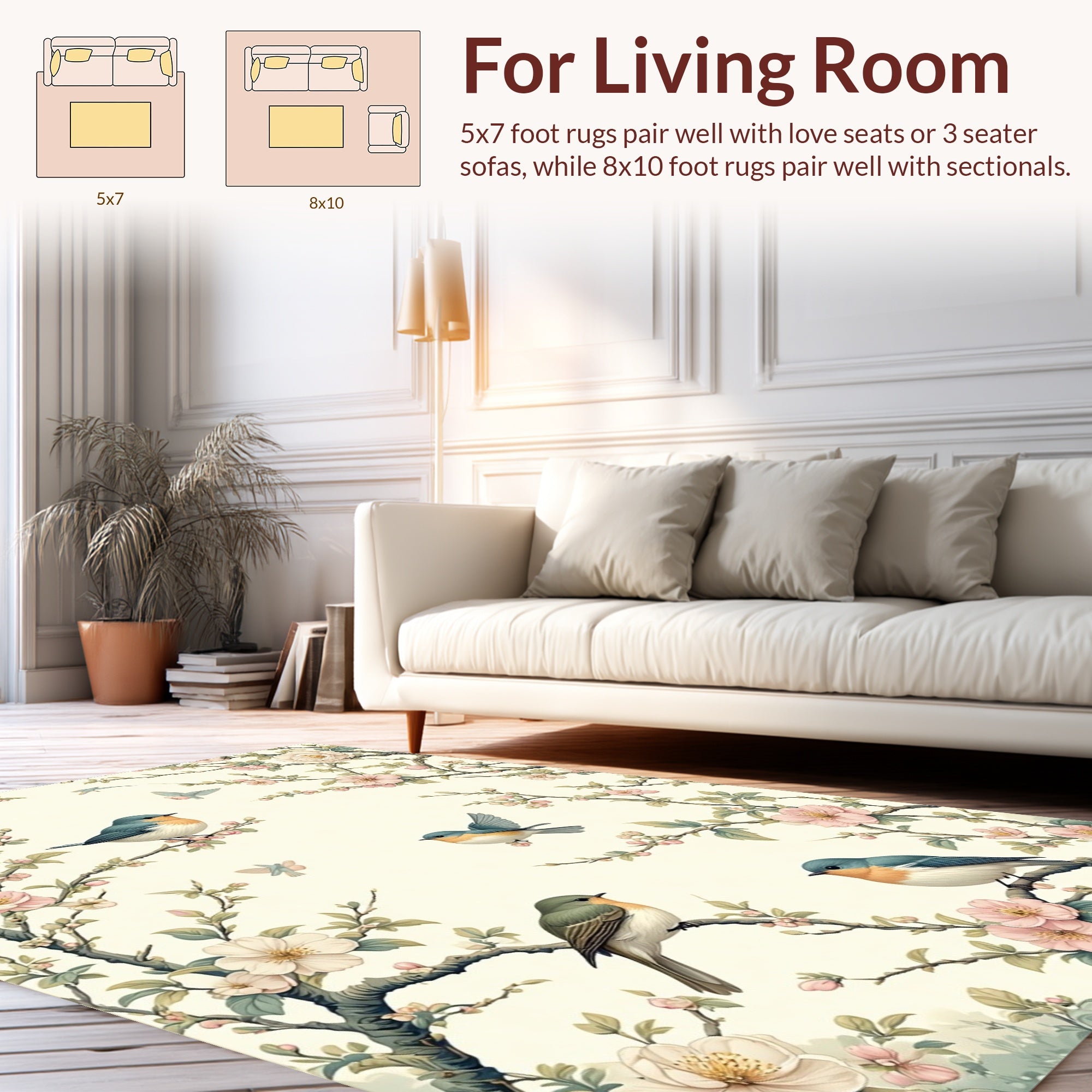 Chinoiserie Birds and Blossoms Pattern Rug