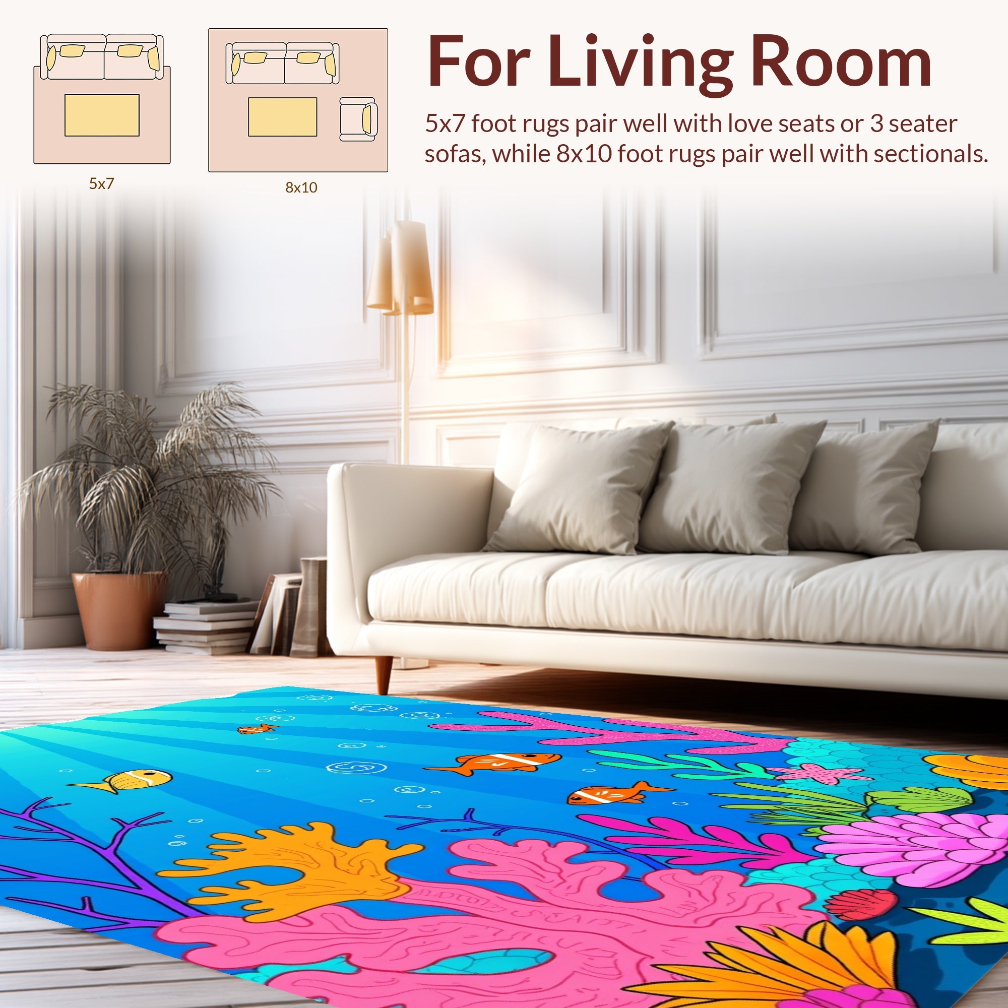 Vibrant Undersea Life Coral Design Rug
