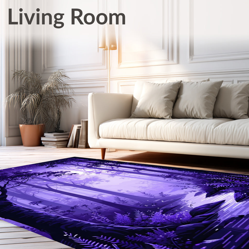 Enchanted Purple Forest Stream Design Rug
