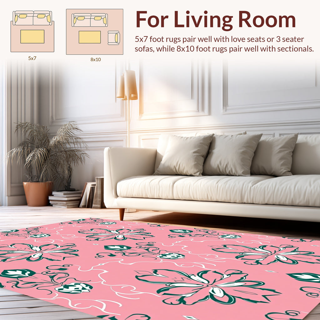 Art Nouveau Floral Scroll Pattern Rug