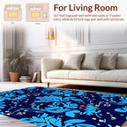 Blue Floral Whimsical Pattern Rug