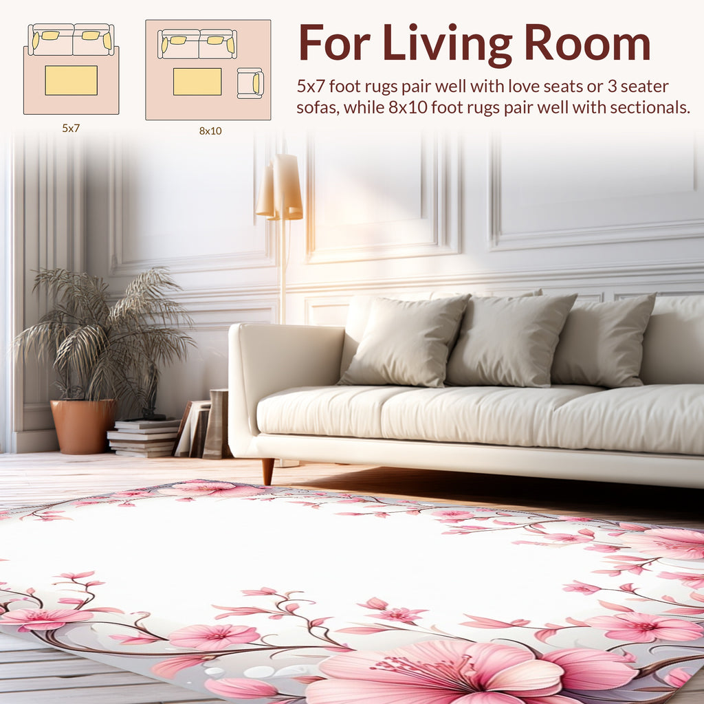 Pink Floral Vine Pattern Rug