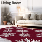 Deep Red White Snowflake Scatter Rug