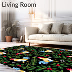 Festive Rooster Holly Berry Garland Rug
