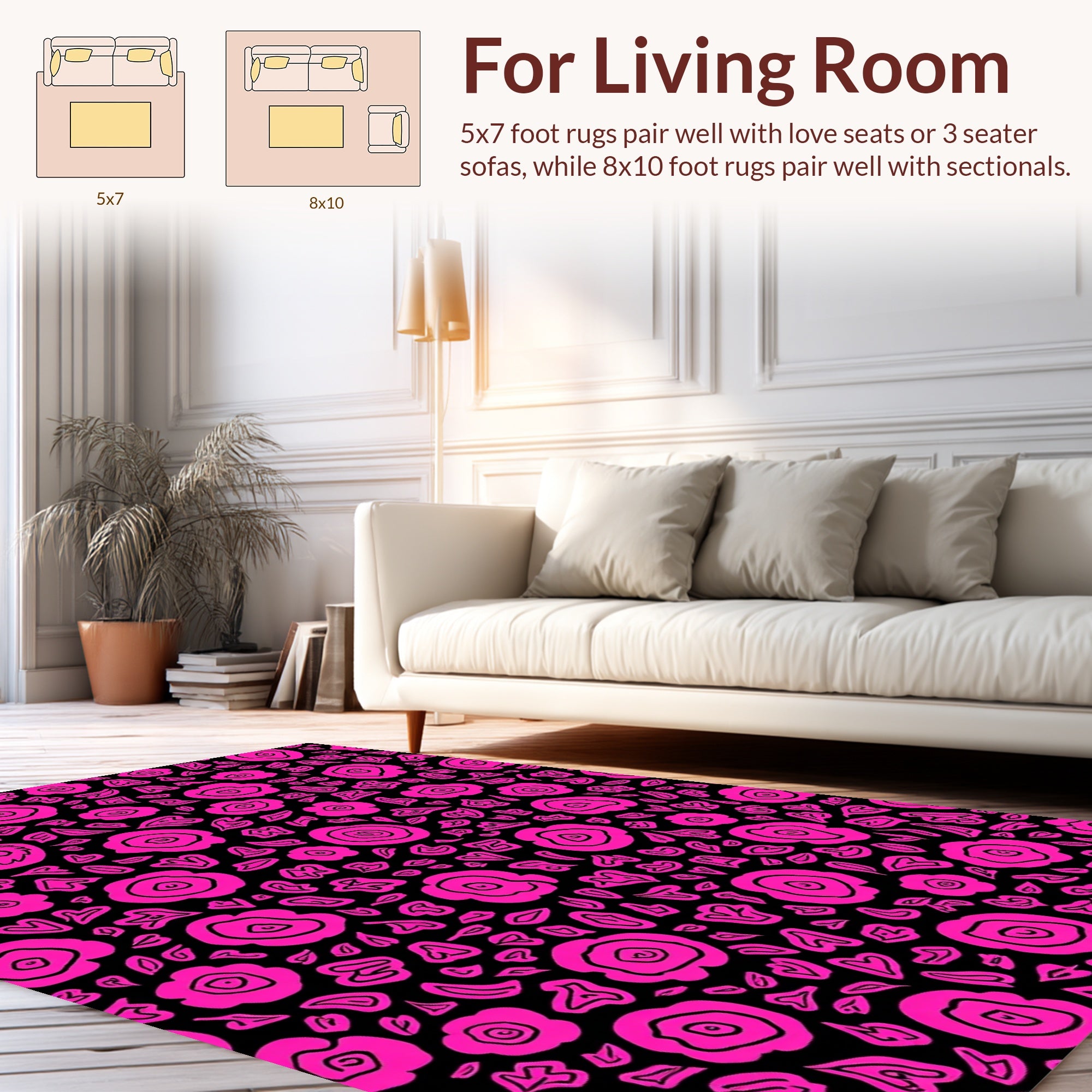 Floral Pattern With Pink Details Rug
