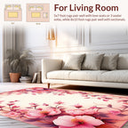 Pink Floral Garden Pattern Design Rug
