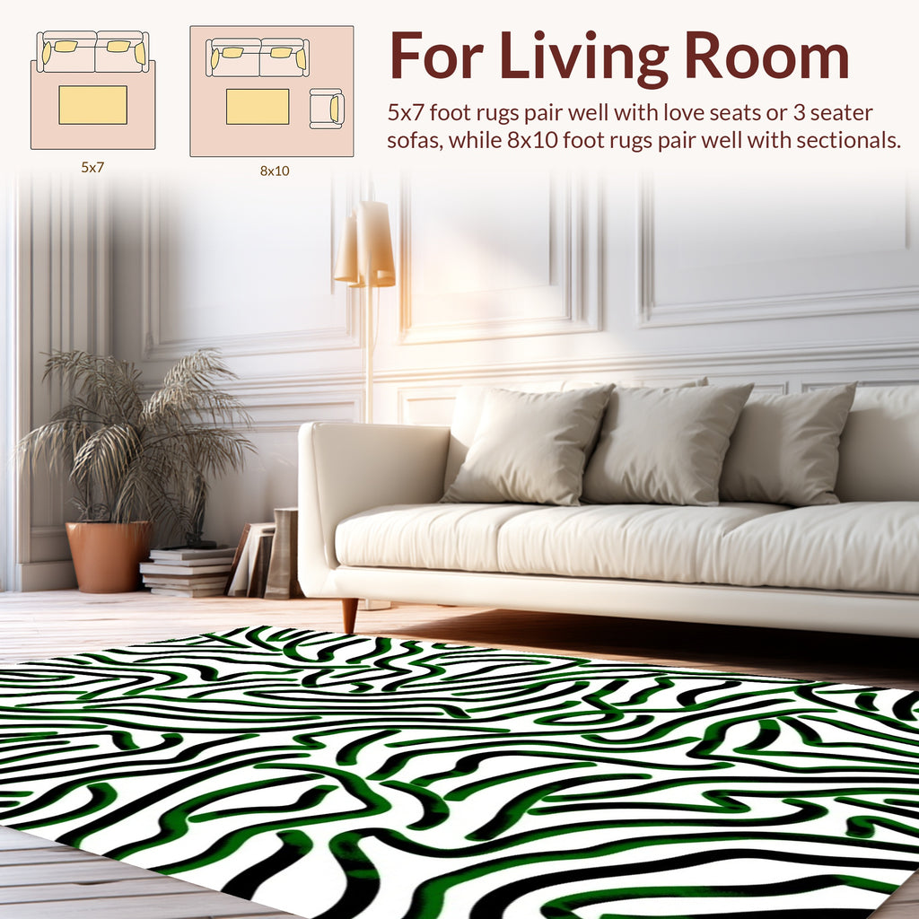 Abstract Green Wavy Lines Rug