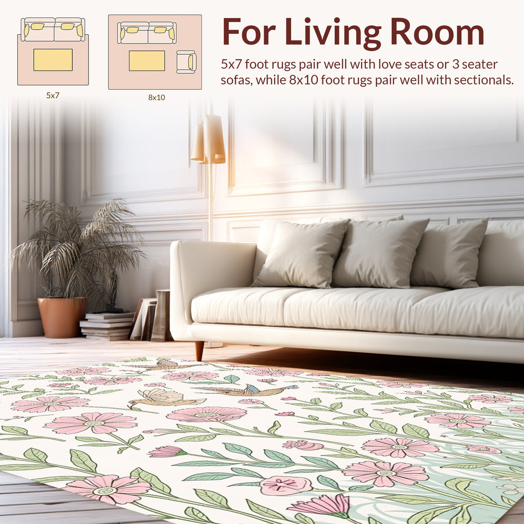 Hummingbird Floral Pattern Design Rug