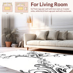 Black White Floral Swirl Design Rug