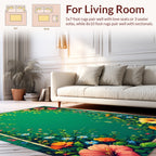 Vibrant Floral Garden Border Design Rug