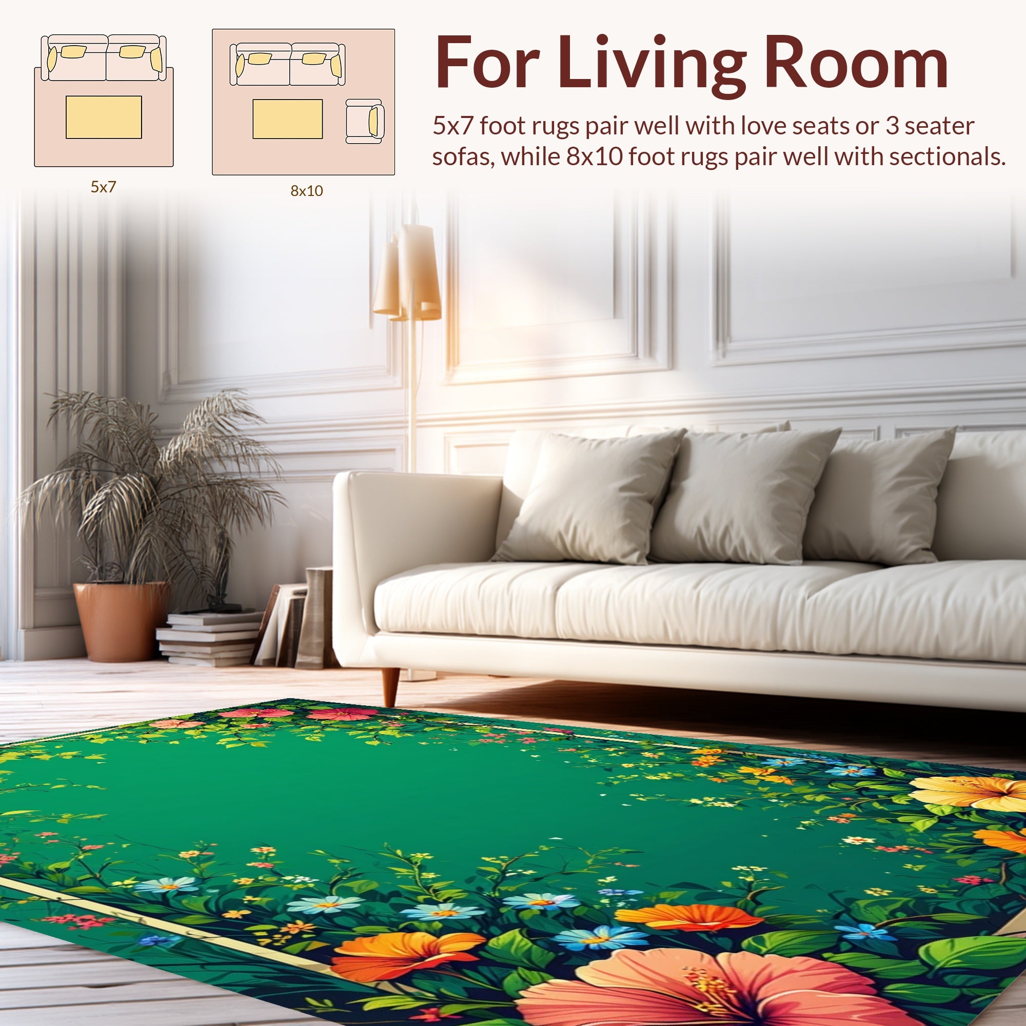 Vibrant Floral Garden Border Design Rug