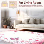 Pink Watercolour Butterflies Blossoms Design Rug