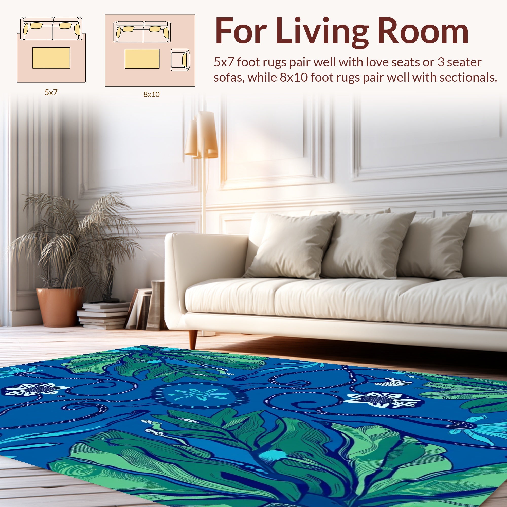 Exotic Floral Vine Pattern Rug