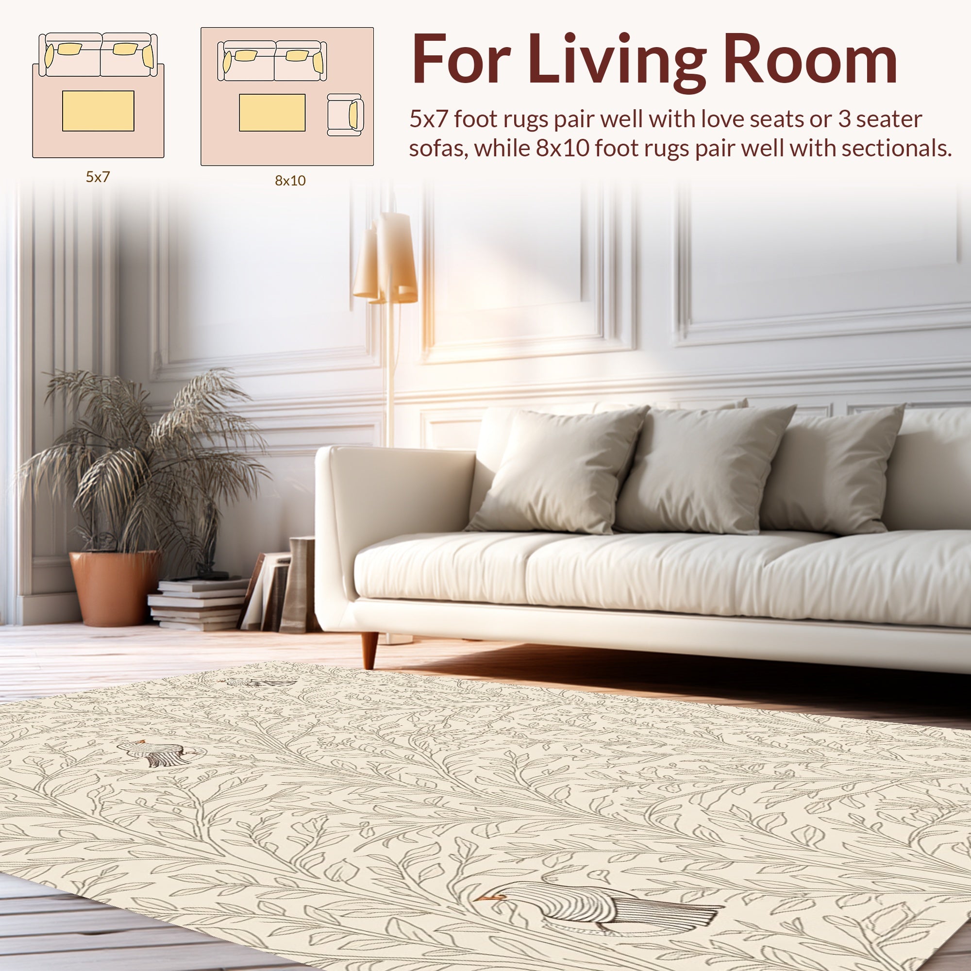 Bird Botanical Nature Pattern Rug