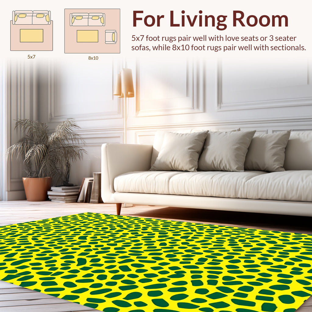 Bright Yellow Green Spot Pattern Rug