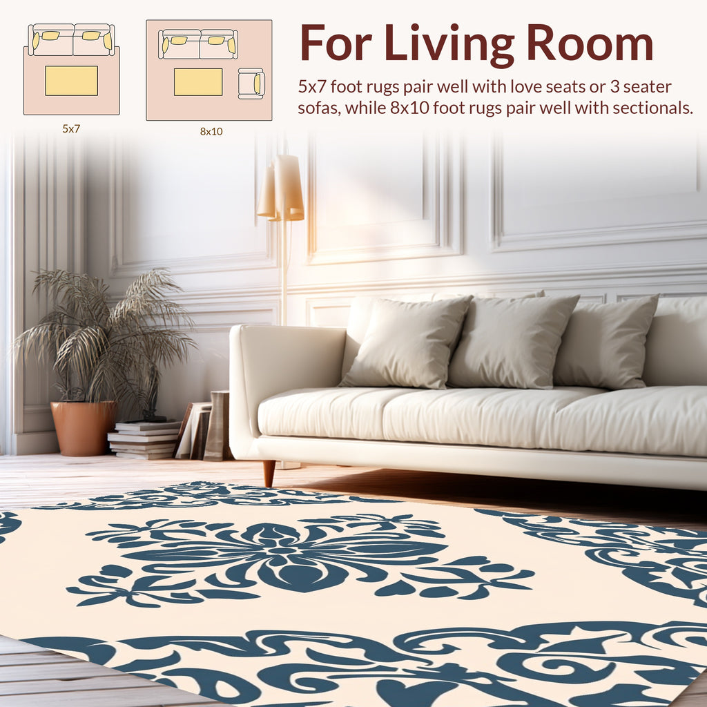 Classic Floral Damask Pattern Design Rug
