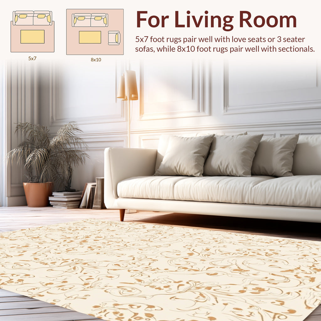 Organic Scrollwork Floral Design Rug