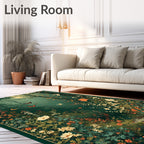 Enchanted Forest Butterfly Floral Scene Rug