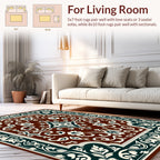 Ornate Floral Scrollwork Square Pattern Rug