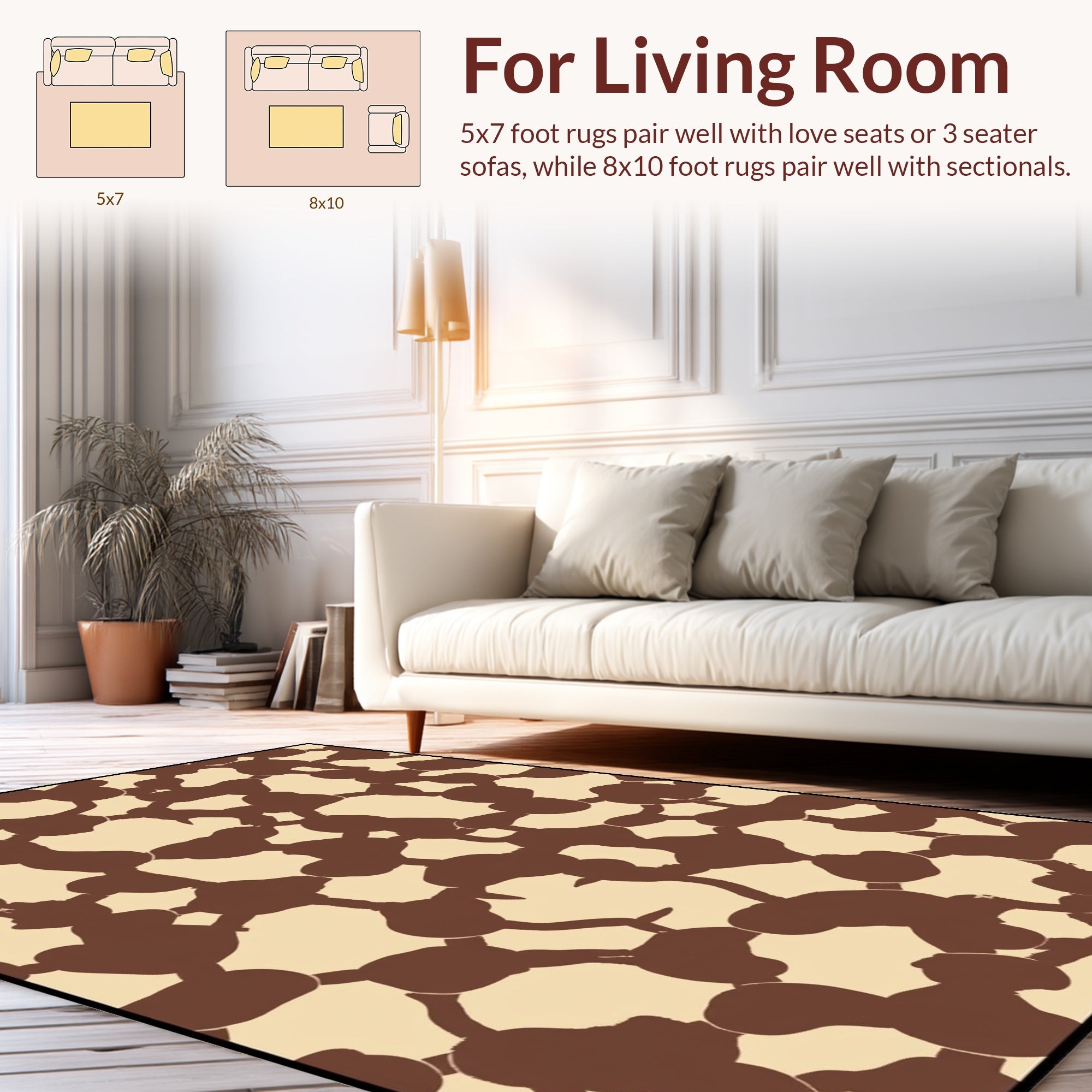 Organic Abstract Brown Beige Pattern Rug