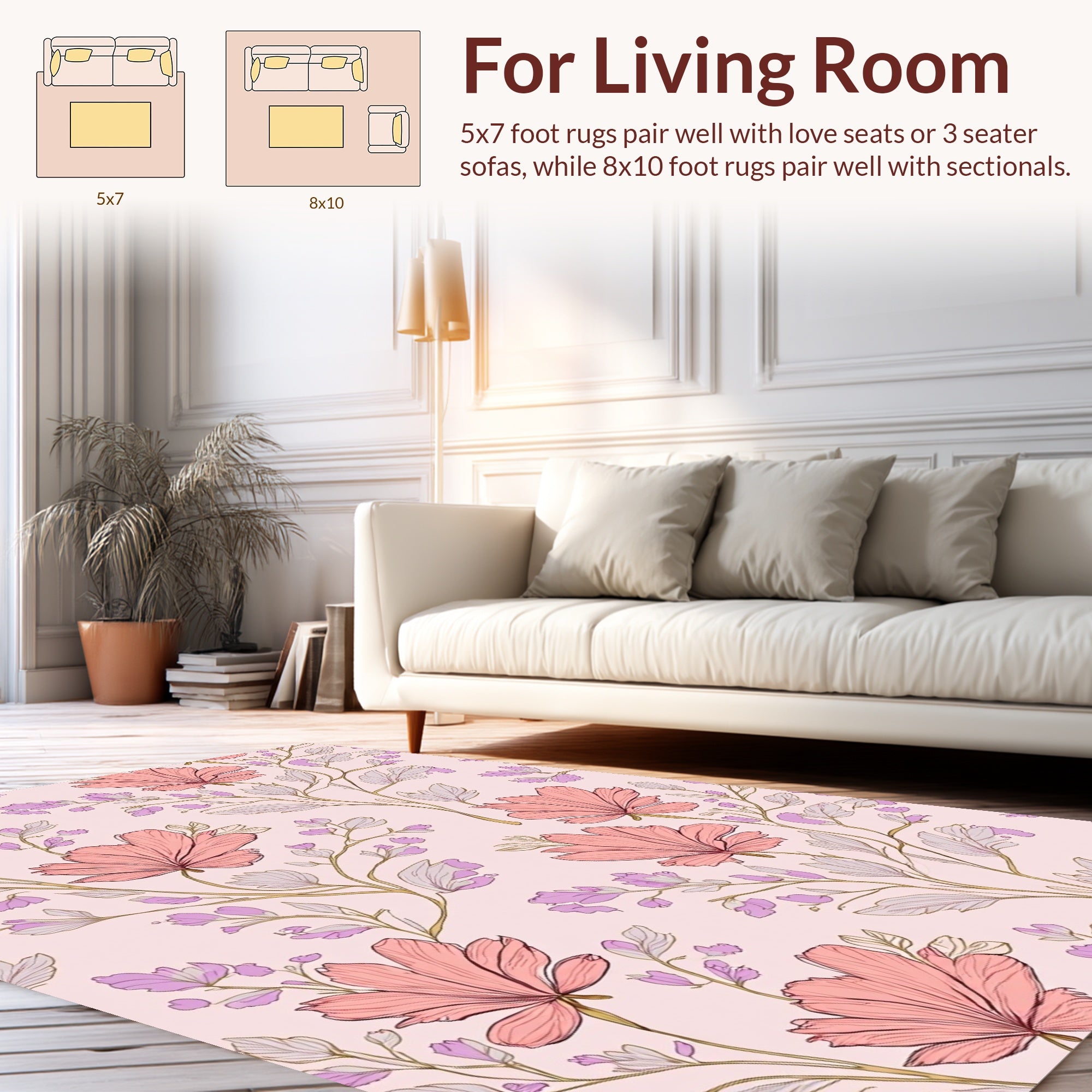 Delicate Floral Vine Pattern Rug