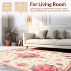 Vintage Pink Floral Garden Pattern Rug