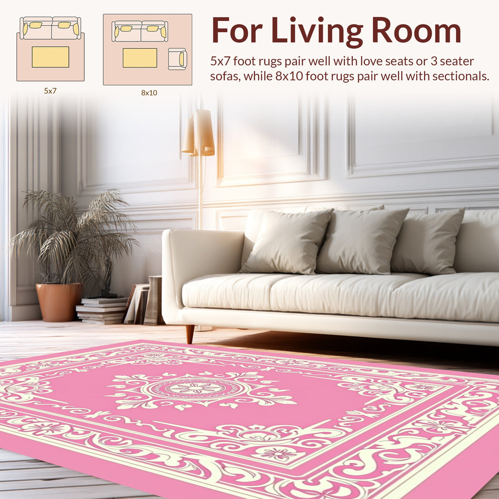 Elegant Floral Scrollwork Patterned Rug